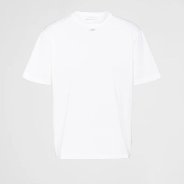Stretch cotton T-shirt with logo