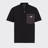 Stretch cotton polo shirt with nylon details