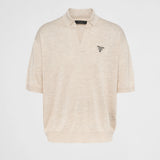 Silk and linen polo shirt