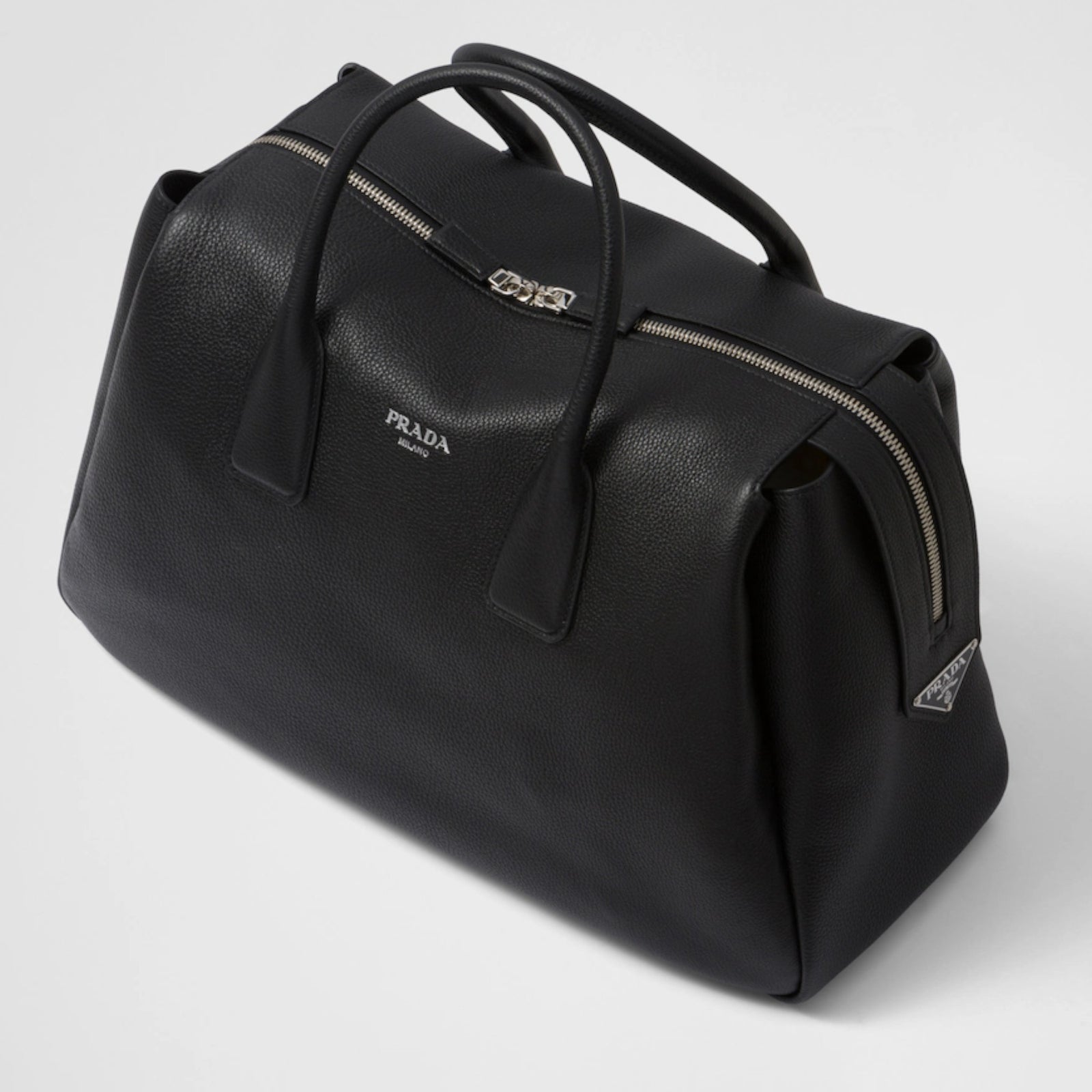 Prada Vintage - Nylon Tessuto Travel Bag - Black - Leather