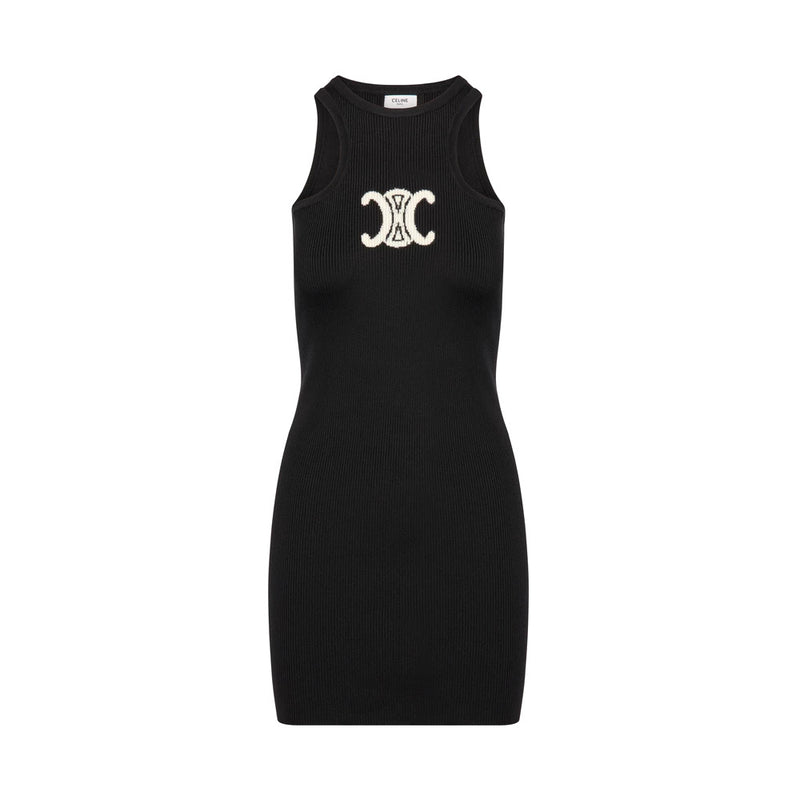Sleeveless silk athletic dress with Triomphe and underwire