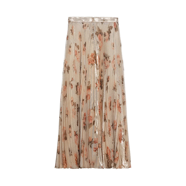 Skirt With Sunburst Pleats In Silk Lame
