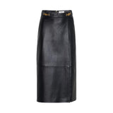 Midi Skirt with Signature in Fine-Grain Lambskin