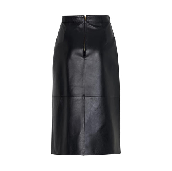 Midi Skirt with Signature in Fine-Grain Lambskin