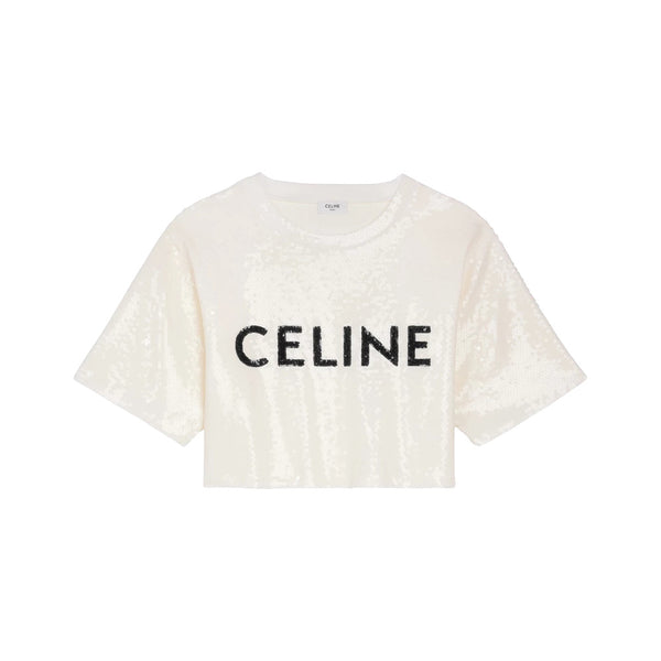 Embroidered Celine t-shirt in cotton jersey