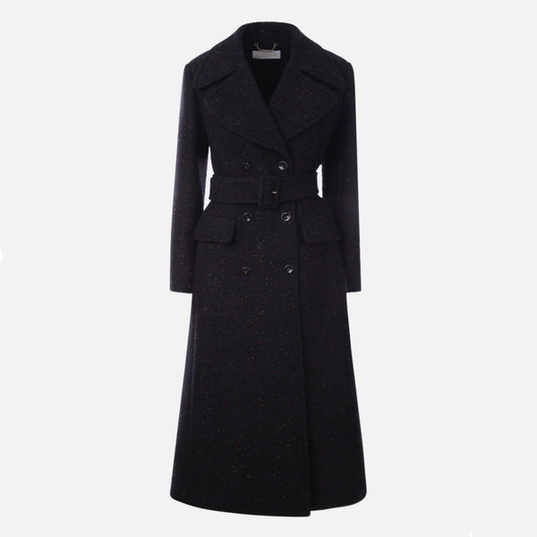 WOOL SILK BLEND DOUBLE-BREASTED COAT