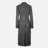 DOUBLE-BREASTED HOUNDSTOOTH WOOL BLEND COAT