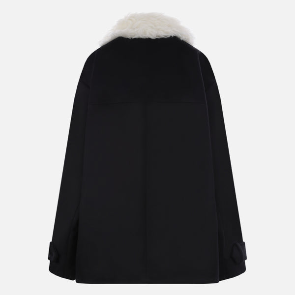 FAUX FUR COLLAR-DETAILED WOOL COAT