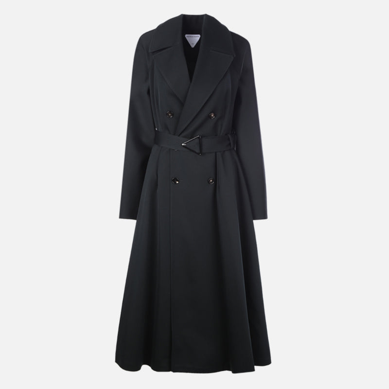DOUBLE-BREASTED WOOL TRENCH COAT
