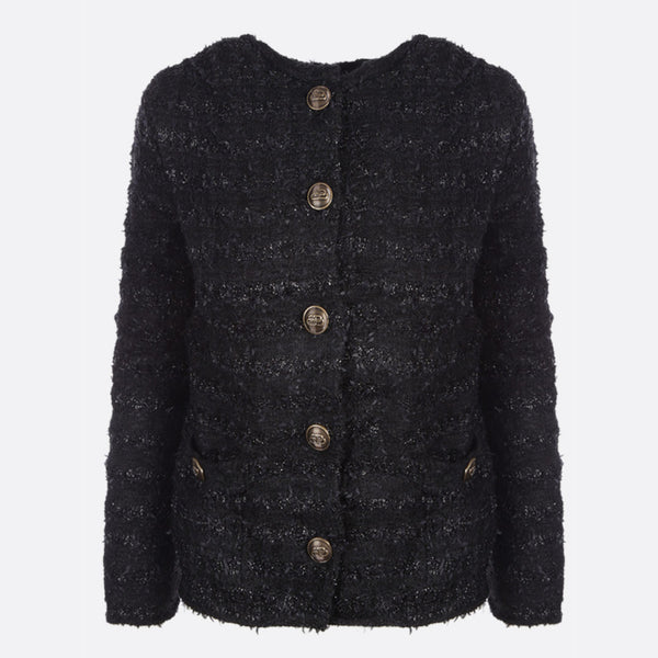 SINGLE-BREASTED TEXTURED TWEED JACKET