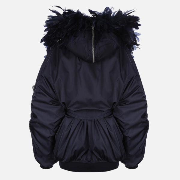 FEATHERS DETAILED RE-NYLON OVERSIZE PADDED JACKET