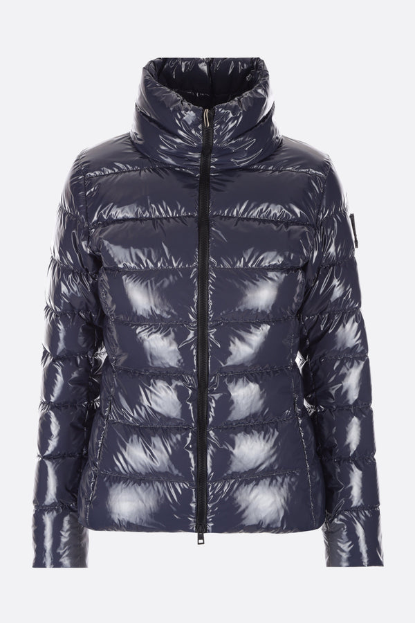 SHINY QUILTED NYLON DOWN JACKET