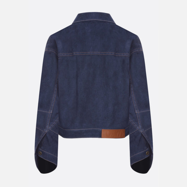 DENIM-EFFECT TWISTED SUEDE JACKET