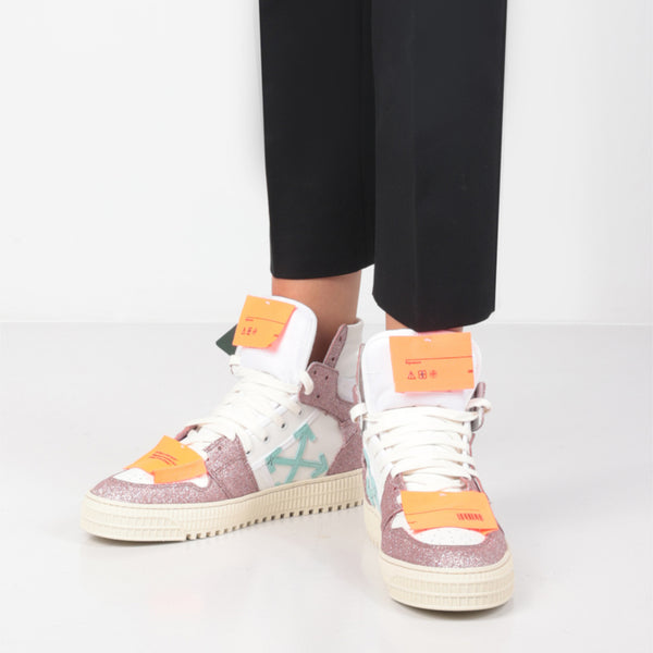 OFF COURT 3.0 GLITTER FABRIC AND SMOOTH LEATHER HIGH-TOP SNEAKERS