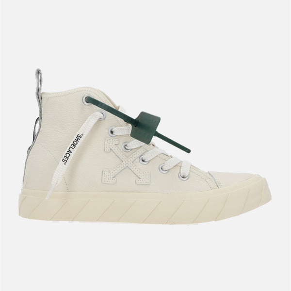 VULCANIZED GRAINY LEATHER HIGH-TOP SNEAKERS