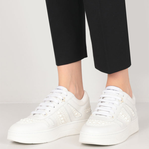 HAWAII/F SMOOTH LEATHER AND CANVAS SNEAKERS