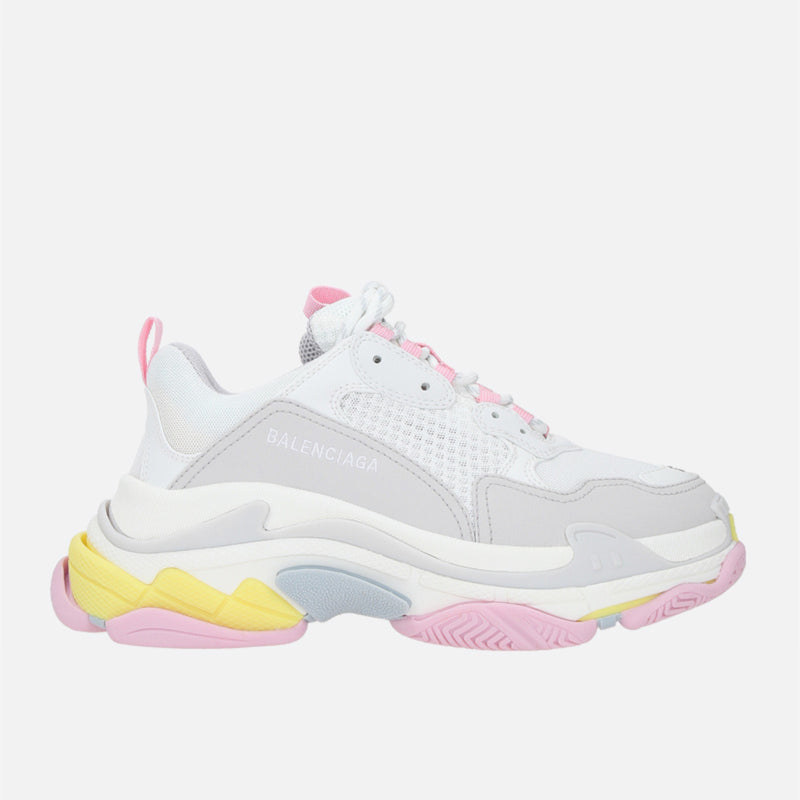 TRIPLE S FAUX LEATHER AND MESH SNEAKERS