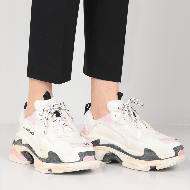 Balenciaga Triple S Faux-Leather Sneakers - Pink