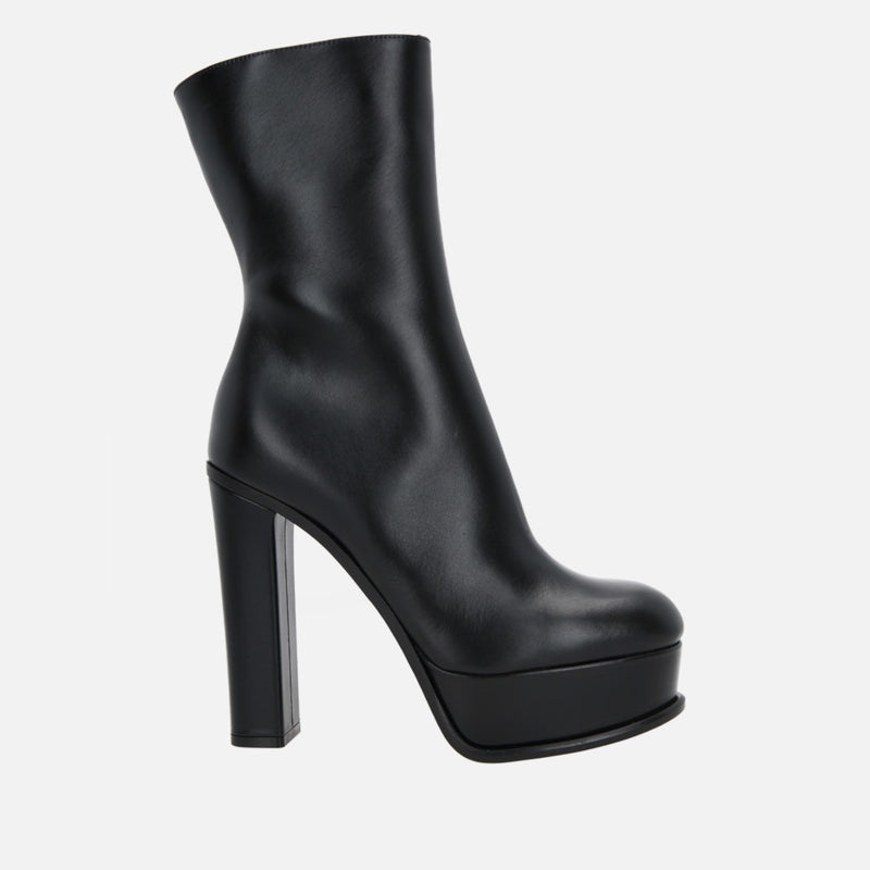 SMOOTH LEATHER PLATFORM ANKLE BOOTS