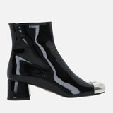 LOGO-DETAILED PATENT LEATHER ANKLE BOOTS